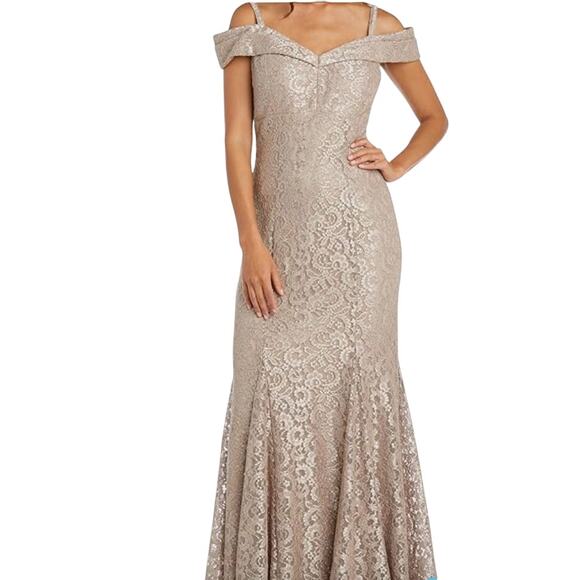 R&M Richards Off the Shoulder Fishtail Evening Gown 8 NWT - Picture 1 of 9